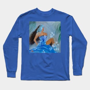 Blue Sarong Long Sleeve T-Shirt